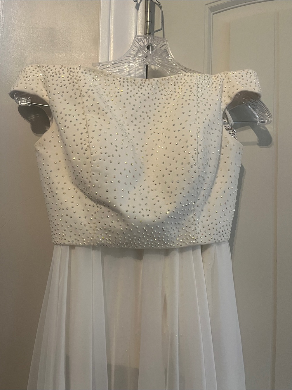 Sherri Hill Ivory Beaded Girls' Formal Dress with Tulle Skirt